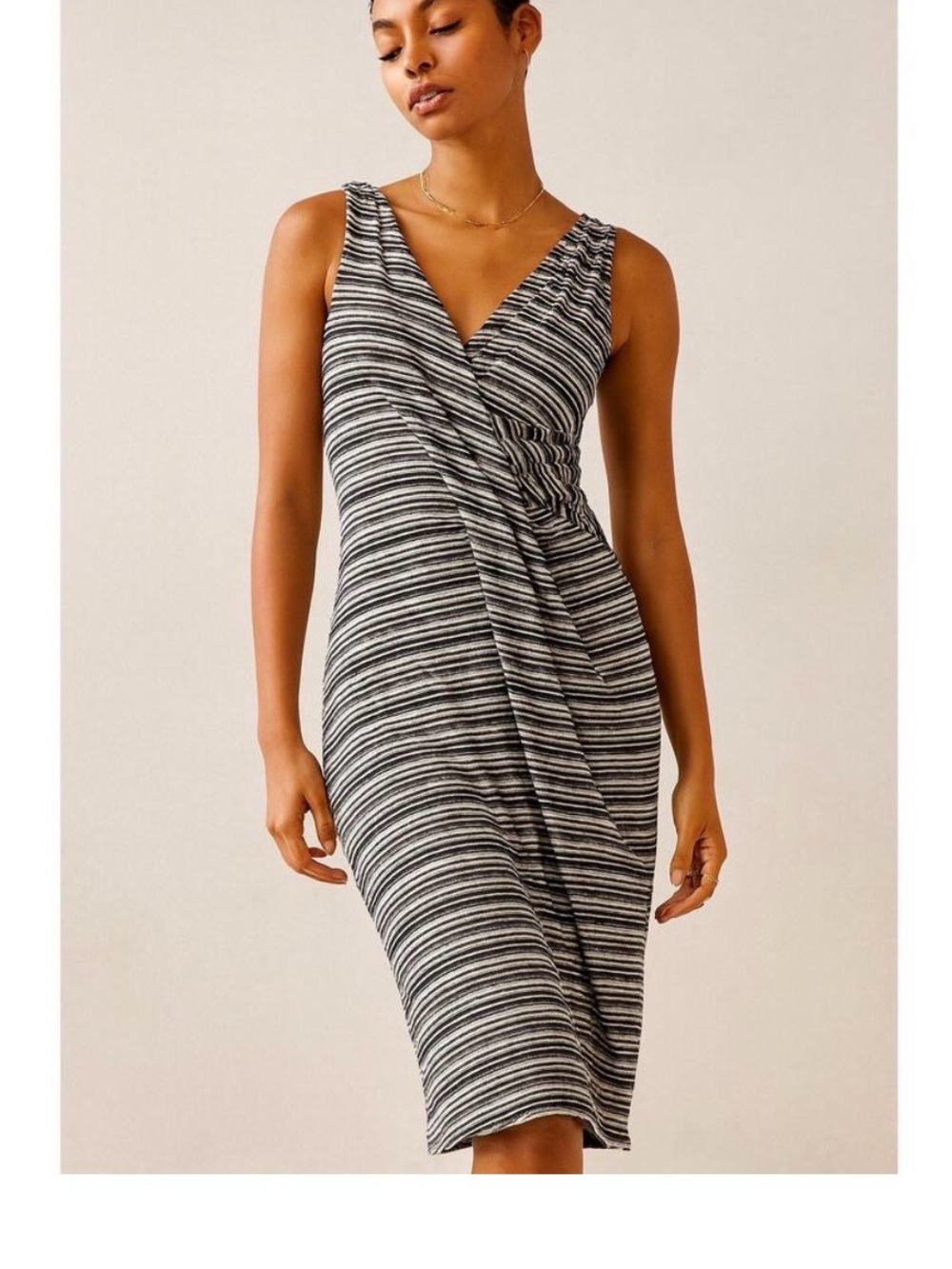 Anthropology Bordeaux Knit Twister Linears Dress - Black & White
